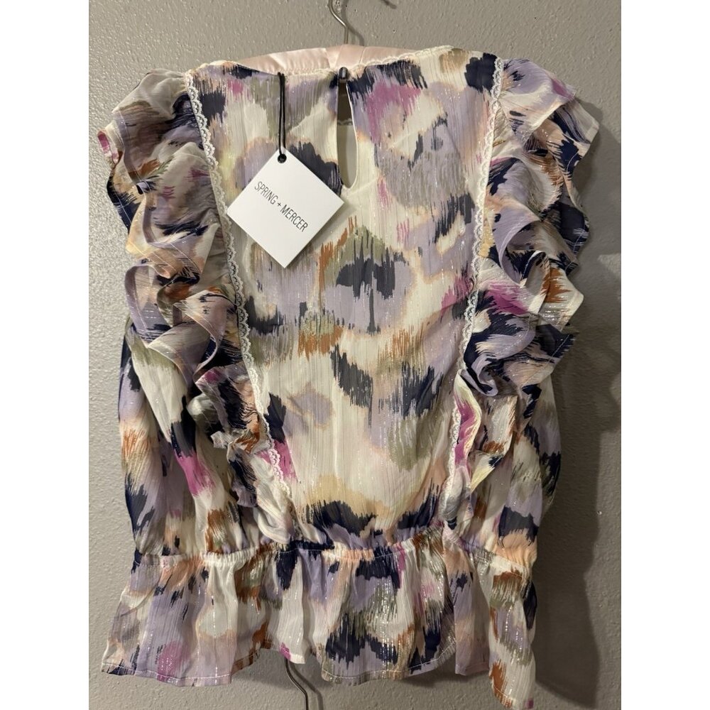 Spring & Mercer Colorful Smocked Tiered Ruffle Large Skirt Medium Top Set NEW - Picture 13 of 14